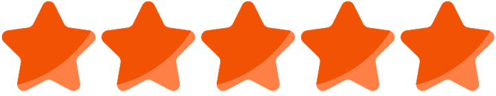 Five orange star icons indicating a 5-star customer rating